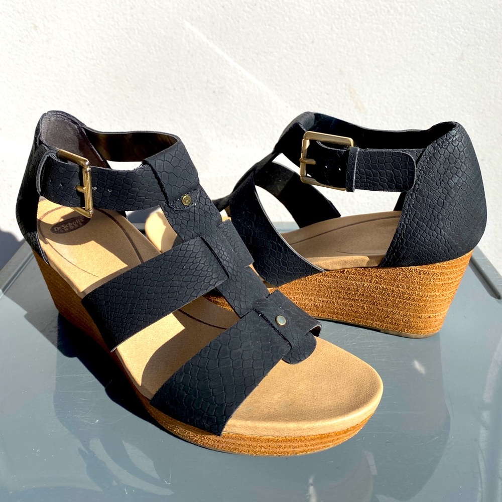 🚨5 for $45🚨 Dr. Scholls black faux-snakeskin wedges